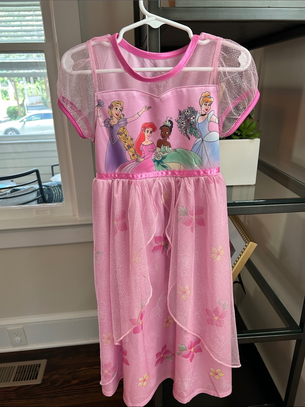 Disney Pink Princess Tulle Dress with Sparkle Overlay